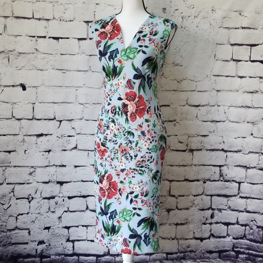 NY & Co. Blue Floral Scuba Dress - XS - EUC!